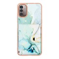 For Nokia G21 / G11 Marble Pattern IMD Card Slot Phone Case(Green)