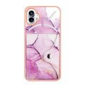 For Nothing Phone 1 Marble Pattern IMD Card Slot Phone Case(Pink Purple Gold)