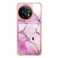 For OnePlus 11 Marble Pattern IMD Card Slot Phone Case(Pink Purple Gold)
