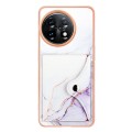 For OnePlus 11 Marble Pattern IMD Card Slot Phone Case(White Purple)