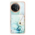 For OnePlus 11 Marble Pattern IMD Card Slot Phone Case(Green)