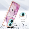 For OnePlus Nord CE 3 Marble Pattern IMD Card Slot Phone Case(Pink Purple Gold)