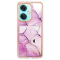 For OnePlus Nord CE 3 Marble Pattern IMD Card Slot Phone Case(Pink Purple Gold)