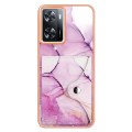 For OnePlus Nord N300 Marble Pattern IMD Card Slot Phone Case(Pink Purple Gold)