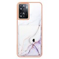 For OnePlus Nord N300 Marble Pattern IMD Card Slot Phone Case(White Purple)