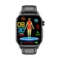 ET580 2.04 inch AMOLED Screen Sports Smart Watch Support Bluethooth Call /  ECG Function(Black Leath