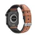 ET580 2.04 inch AMOLED Screen Sports Smart Watch Support Bluethooth Call /  ECG Function(Brown Leath
