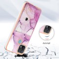 For OPPO A15 / A15S Marble Pattern IMD Card Slot Phone Case(Pink Purple Gold)
