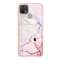 For OPPO A15 / A15S Marble Pattern IMD Card Slot Phone Case(Rose Gold)