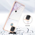 For OPPO A15 / A15S Marble Pattern IMD Card Slot Phone Case(White Purple)