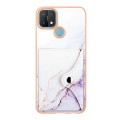 For OPPO A15 / A15S Marble Pattern IMD Card Slot Phone Case(White Purple)