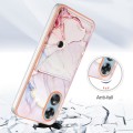 For OPPO A17 Marble Pattern IMD Card Slot Phone Case(Pink Purple Gold)