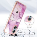 For OPPO A17 Marble Pattern IMD Card Slot Phone Case(Rose Gold)