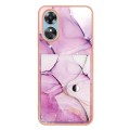 For OPPO A17 Marble Pattern IMD Card Slot Phone Case(Rose Gold)