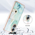 For OPPO A17 Marble Pattern IMD Card Slot Phone Case(Green)
