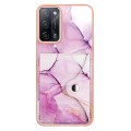 For OPPO A53s 5G / A55 5G / A54 4G / A16 Marble Pattern IMD Card Slot Phone Case(Pink Purple Gold)