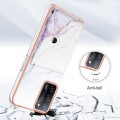 For OPPO A53s 5G / A55 5G / A54 4G / A16 Marble Pattern IMD Card Slot Phone Case(White Purple)