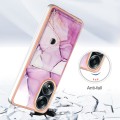 For OPPO A58 4G Marble Pattern IMD Card Slot Phone Case(Pink Purple Gold)