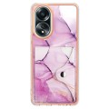For OPPO A58 4G Marble Pattern IMD Card Slot Phone Case(Pink Purple Gold)