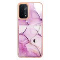 For OPPO A74 5G / A93 5G / A54 5G / A93s 5G Marble Pattern IMD Card Slot Phone Case(Pink Purple Gold