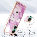 For OPPO A78 4G Marble Pattern IMD Card Slot Phone Case(Pink Purple Gold)