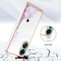 For OPPO A78 4G Marble Pattern IMD Card Slot Phone Case(White Purple)