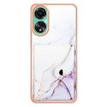 For OPPO A78 4G Marble Pattern IMD Card Slot Phone Case(White Purple)