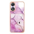 For OPPO A78 / A58 Marble Pattern IMD Card Slot Phone Case(Pink Purple Gold)