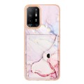 For OPPO A94 5G / A95 5G Marble Pattern IMD Card Slot Phone Case(Rose Gold)