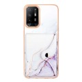For OPPO A94 5G / A95 5G Marble Pattern IMD Card Slot Phone Case(White Purple)