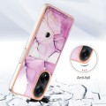 For OPPO A98 Marble Pattern IMD Card Slot Phone Case(Pink Purple Gold)