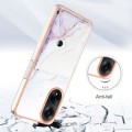For OPPO A98 Marble Pattern IMD Card Slot Phone Case(White Purple)