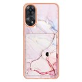 For OPPO Reno8 T 4G Marble Pattern IMD Card Slot Phone Case(Rose Gold)