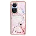 For OPPO Reno10 5G Global Marble Pattern IMD Card Slot Phone Case(Rose Gold)