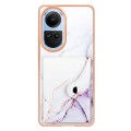 For OPPO Reno10 5G Global Marble Pattern IMD Card Slot Phone Case(White Purple)