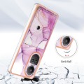 For OPPO Reno10 Pro 5G Global Marble Pattern IMD Card Slot Phone Case(Pink Purple Gold)