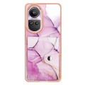 For OPPO Reno10 Pro 5G Global Marble Pattern IMD Card Slot Phone Case(Pink Purple Gold)