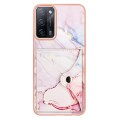 For OPPO A54s Marble Pattern IMD Card Slot Phone Case(Rose Gold)