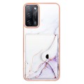 For OPPO A54s Marble Pattern IMD Card Slot Phone Case(White Purple)