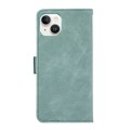 For iPhone 15 ABEEL Frosted Magnetic RFID Leather Phone Case(Cyan)