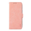 For iPhone 14 Plus ABEEL Frosted Magnetic RFID Leather Phone Case(Pink)