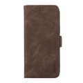 For iPhone 14 ABEEL Frosted Magnetic RFID Leather Phone Case(Brown)