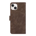 For iPhone 14 ABEEL Frosted Magnetic RFID Leather Phone Case(Brown)