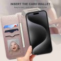 For iPhone 15 Plus / 14 Plus ESEBLE E1 Nappa Texture MagSafe Holder Leather Phone Case(Rose Gold)