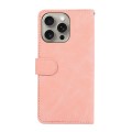 For iPhone 15 Pro Max ABEEL Color Block Magnetic RFID Leather Phone Case(Pink-Cyan)