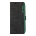For iPhone 15 Pro Max ABEEL Color Block Magnetic RFID Leather Phone Case(Black-Green)