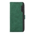For iPhone 15 Pro Max ABEEL Color Block Magnetic RFID Leather Phone Case(Green-Black)