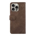 For iPhone 15 Pro Max ABEEL Color Block Magnetic RFID Leather Phone Case(Brown-Blue)