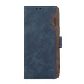For iPhone 15 Plus ABEEL Color Block Magnetic RFID Leather Phone Case(Blue-Brown)