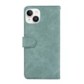 For iPhone 15 Plus ABEEL Color Block Magnetic RFID Leather Phone Case(Cyan-Pink)